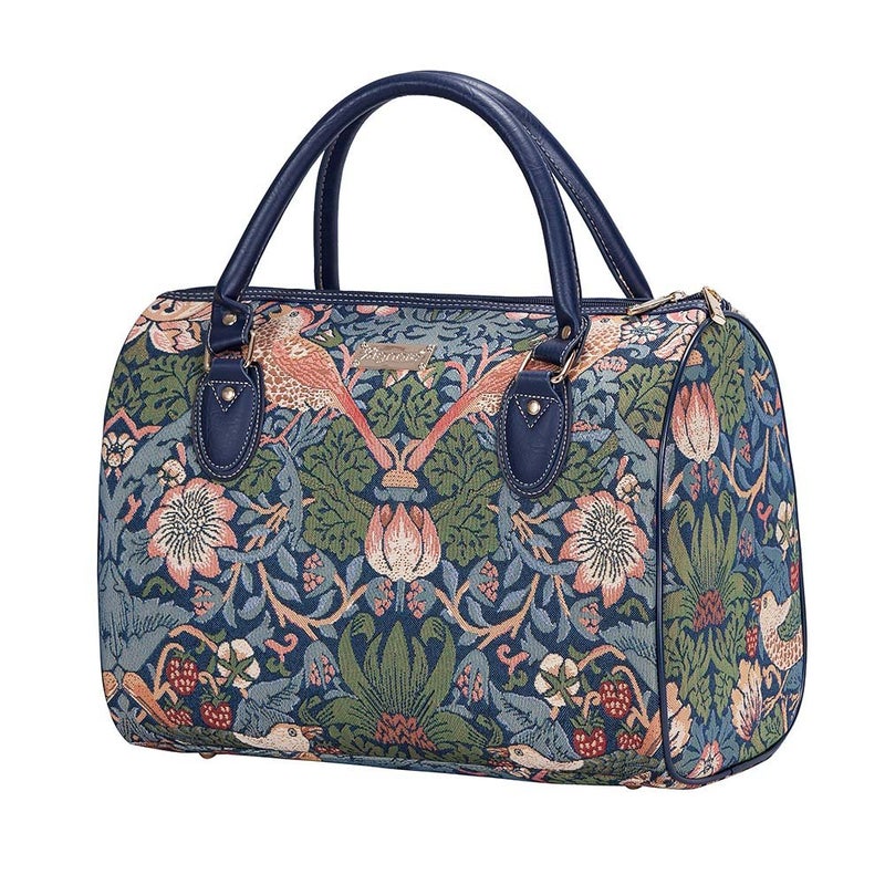 Signare Womens Fashion Canvas Tapestry Travel Weekend Overnight Bag in William Morris Strawberry Thief Blue Design (TRAV-STBL) - Image 2